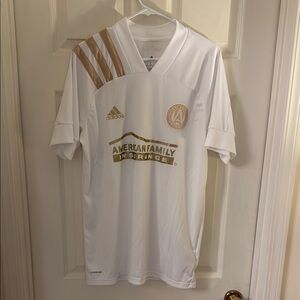 Atlanta United Adidas White and Gold Shirt